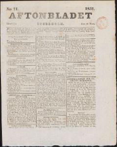 Aftonbladet Måndagen den 28 Mars 1831