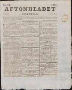 Aftonbladet Tisdagen den 29 Mars 1831