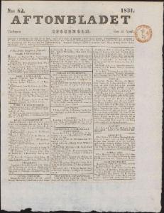 Aftonbladet Tisdagen den 12 April 1831