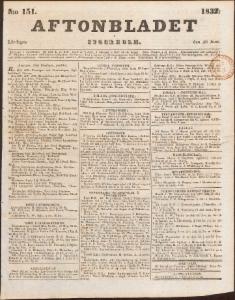 Aftonbladet Lördagen den 30 Juni 1832