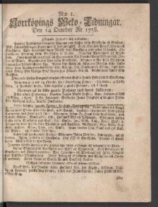 Norrköpings Tidningar Oktober 1758