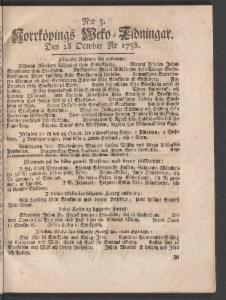 Norrköpings Tidningar Lördagen den 28 Oktober 1758
