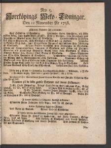 Norrköpings Tidningar Lördagen den 11 November 1758