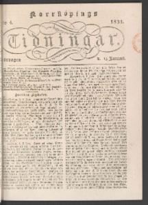 Norrköpings Tidningar Lördagen den 15 Januari 1831