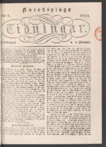 Norrköpings Tidningar Lördagen den 22 Januari 1831