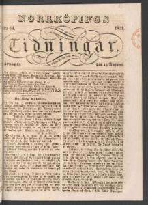 Norrköpings Tidningar Lördagen den 13 Augusti 1831