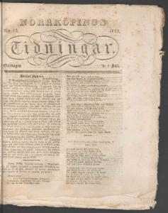 Norrköpings Tidningar Juli 1833
