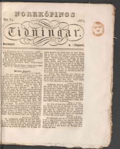 Norrköpings Tidningar Augusti 1833